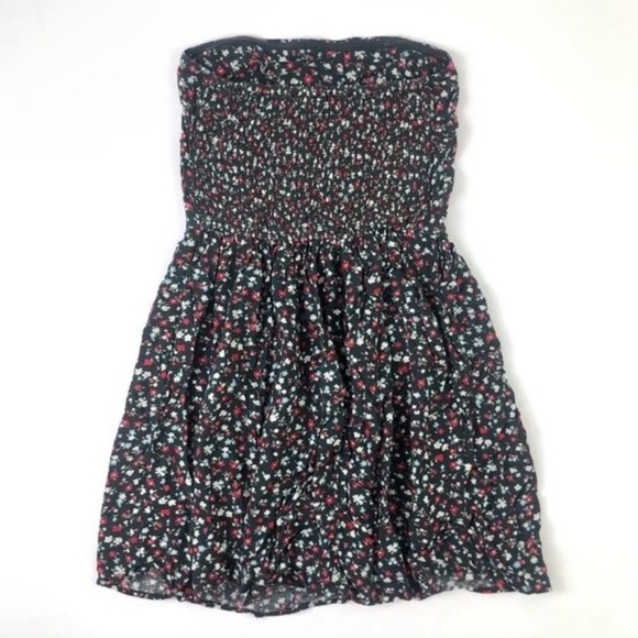 Hollister Black and Pink Smocked Strapless Sundress - Picture 1 of 4